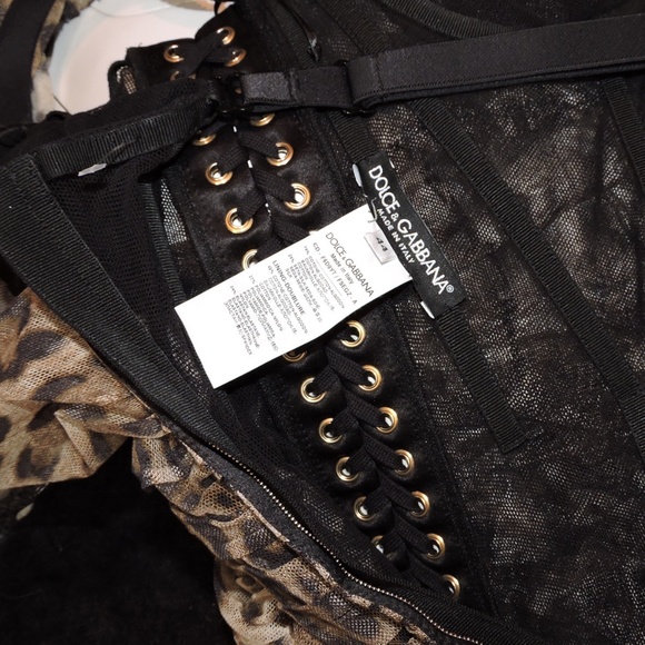 DOLCE & GABBANA 🇮🇹 WOMEN'S BROWN COTTON AND SILK FASHION EVENING DRESS 44 SIZE - Picture 12 of 12